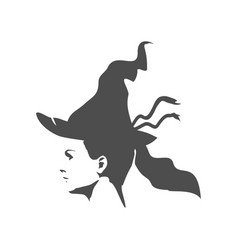 Silhouette Of Young Witch Head Halloween Holiday