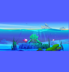 Ancient Underwater Ruins On Sea Bottom