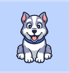 Siberian Husky Sitting Happy Fun Cartoon