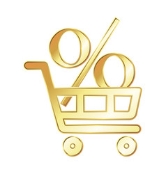 Golden Shopping Cart And Percent Sign