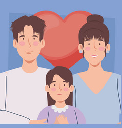 Korean Parents And Daughter With Heart