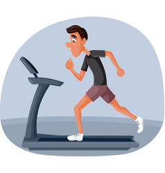 Man Exercising At Home Running On Treadmill