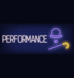 Performance Neon Sign Hat Cane And Moustache