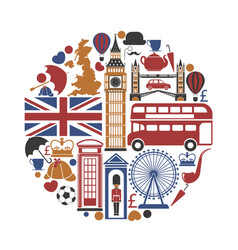 England Uk Travel Sightseeing Icons