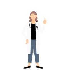 Female Doctor In White Coat Holding Up Index