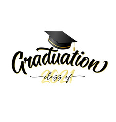 Graduation 2021 Golden Lettering With Academic Cap