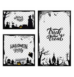 Halloween Frame Templates With Witch Ghost Bats