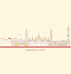 Cartoon Skyline Panorama Of Zaragoza