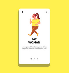 Fat Woman Jogging Outdoor For Losing Weight