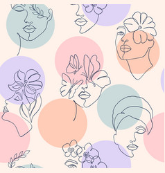 Pattern With Women Faces And Color Circles