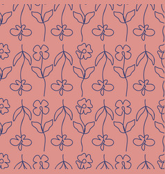 Seamless Floral Pattern With Line Art Hand Drawn