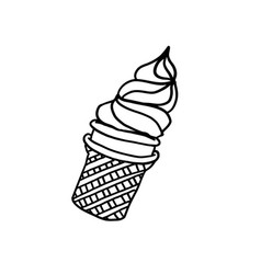 Vanilla Ice Cream In Outline Doodle Style