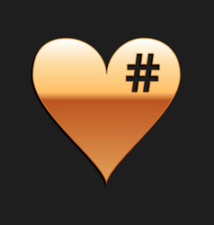 Gold The Hash Love Icon Hashtag Heart Symbol Icon