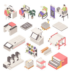 Isometric Printing House Set