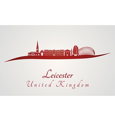 Leicester Skyline In Red