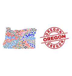 Oregon Scratched Seal Stamp And State Map