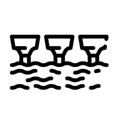 Sea Electric Tidal Power Plant Line Icon