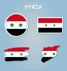 Syrian Flag Map Syria Country Silhouette