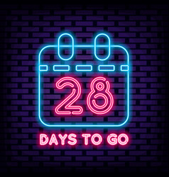 28 Days To Go Badge In Neon Style Glowing