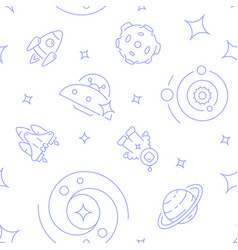 Cosmonaut And Spacecraft Abstract Seamless Pattern