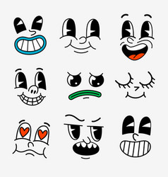 Retro Cartoon Characters Funny Faces Groovy