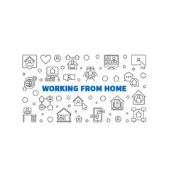 Working From Home Line Concept Horizontal