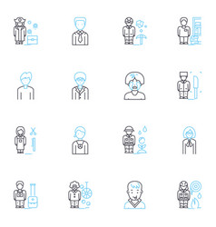 Racial Background Linear Icons Set Diversity