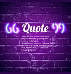 Retro Neon Glowing Quote Marks Frame On The Wall