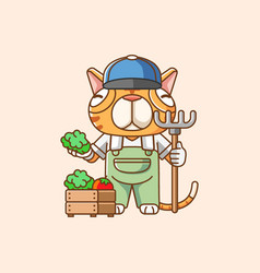 Cute Cat Farmers Harvest Fruit And Vegetables