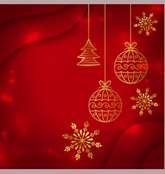 Golden Christmas Elements With Text Space On Red