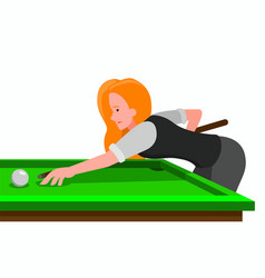 Beautiful Girl Playing Billiard Game Cartoon