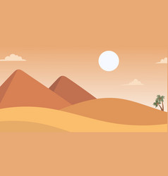 Cartoon Desert Landscape Sand Dunes And Pyramids