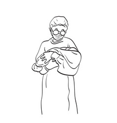 Nurse In Medical Mask Holding Newborn Baby