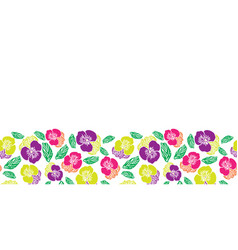 Seamless Abstract Colorful Pansy Border