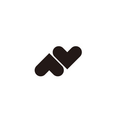 Letter N Two Heart Geometric Symbol Simple Logo