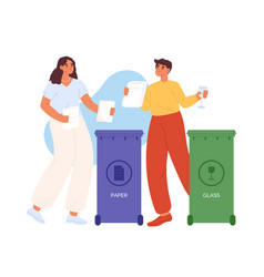 Man And Woman Sorting Glass Paper Waste