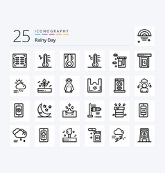 Rainy 25 Line Icon Pack Including Day Home