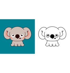 Set Clipart Koala Coloring Page And Colored