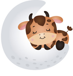 Adorable Cow Sleeping On Moon