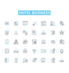 Hotel Business Linear Icons Set Accommodation