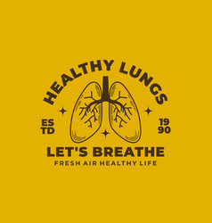 Human Lungs Retro Design On Yellow Background