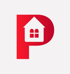 Letter P Home Concept With House Icon For Real