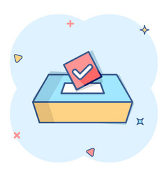 Vote Icon In Comic Style Ballot Box Cartoon On