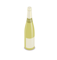 White Wine Bottle Isometric Icon Isolated On