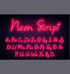 Glowing Neon Script Alphabet Neon Font