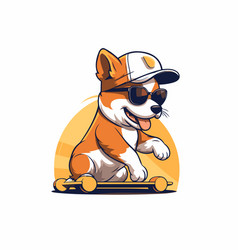 Shiba Inu Dog Riding A Skateboard