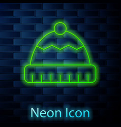 Glowing Neon Line Winter Hat Icon Isolated On