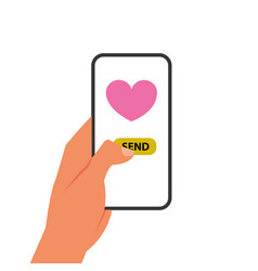 Sending Love Message Concept Hand Holding Phone