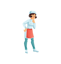 Flat Cartoon Woman Character Chef Assistant