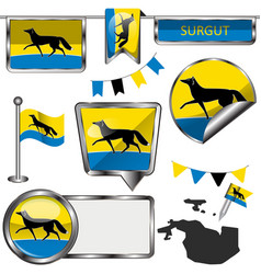 Glossy Icons With Flag Surgut